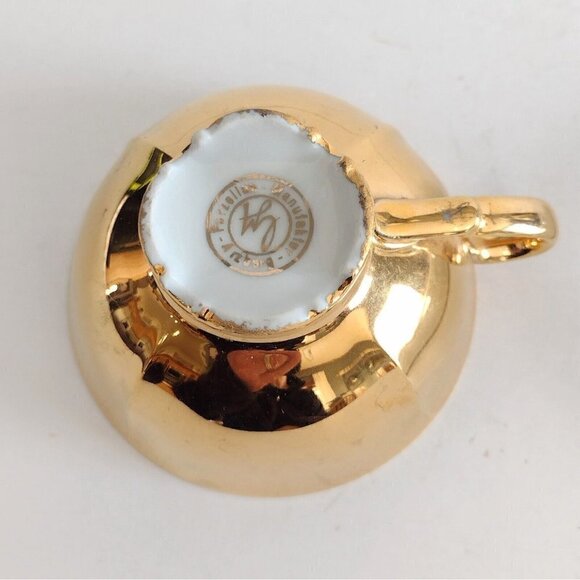 Arzberg Bavaria Porcelain Morburg a.d. Lahn Germany Demitasse Teacup Saucer Gold - Picture 7 of 13